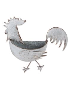 ROOSTER GALVANIZED WALL PLANTER